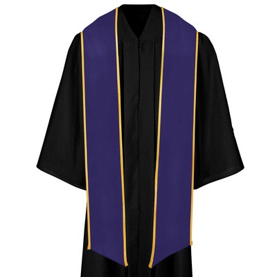 Purple Graduation Stole With Gold Binding