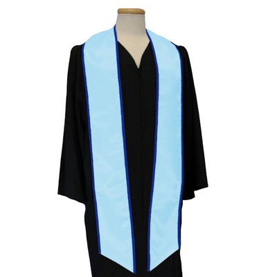 Light Blue Graduation Sash With Navy Binded Edge